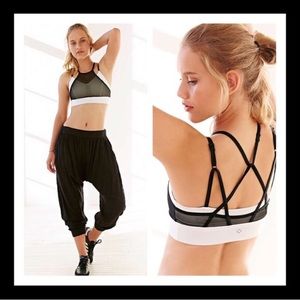 NWT Urban Outfitters Mesh Sports Bra White Black